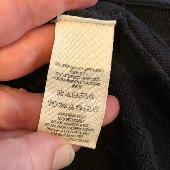 Free People dark blue ribbed linen blend long cardigan size Large - Picture 8 of 12